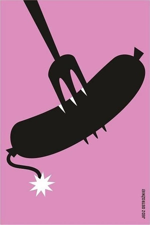 Plakat Michała Łąckiego - zwycięzca w konkursie „Jedz ostrożnie!” 120 x 180 cm