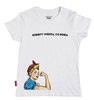 Koszulka damska, biała z hasłem "Kobiety wiedzą, co robią" - rozmiar L/XL