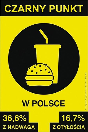 Plakat Wojciecha Osuchowskiego - wyróżnienie w konkursie „Jedz ostrożnie!” 66,6 x 100 cm
