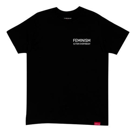 Czarna koszulka unisex z napisem "FEMINISM is for everybody" - rozmiar S/M