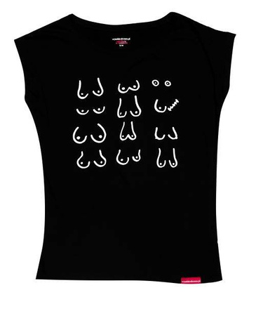 Czarna koszulka z grafiką piersi - rozmiar L/XL